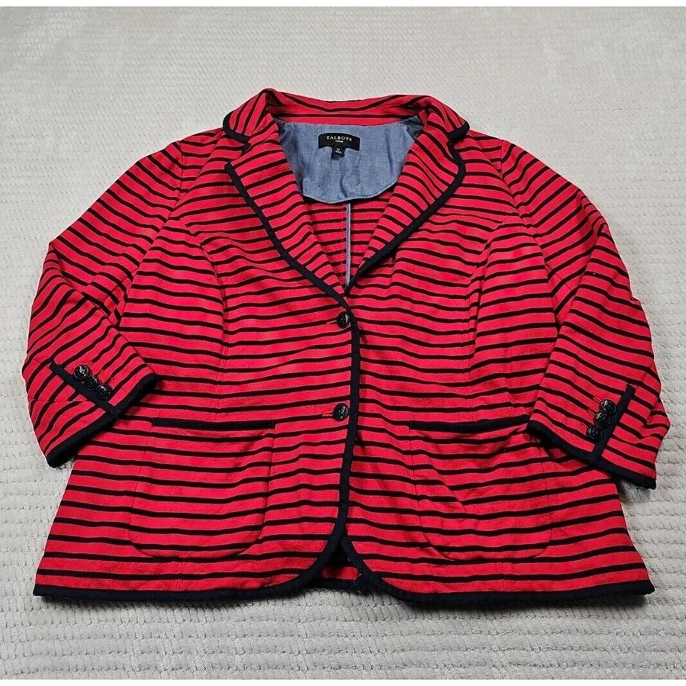 Talbots Red and Black Striped Blazer